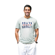 Classic White T-Shirt With Purple/Orange Letters Front