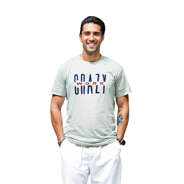 Classic White T-Shirt With Purple/Orange Letters Front