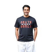 Classic Black T-Shirt With Orange/White Letters Front