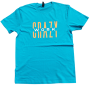 Classic Aqua Blue T-Shirt With Yellow/White Letters Front