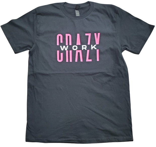 Classic Black T-Shirt With Pink/White Letters Front