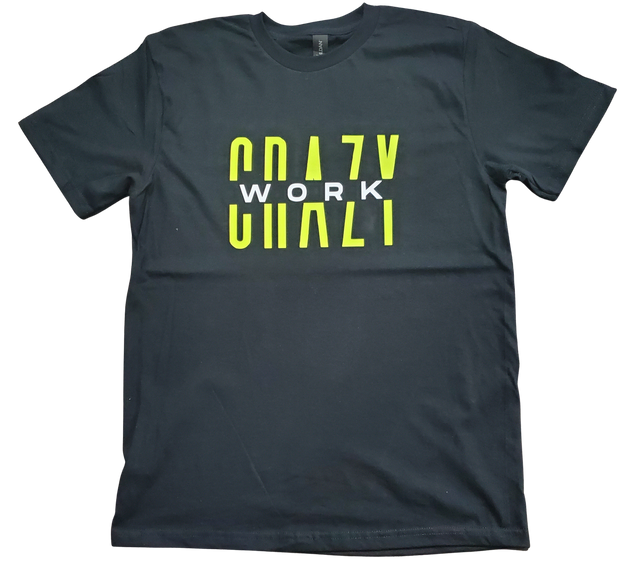 Classic Black T-Shirt With Lime Green/White Letters Front
