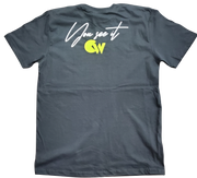 Classic Black T-Shirt With Lime Green/White Letters Front