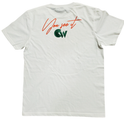 Classic White T-Shirt With Green/Orange Letters Front