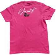 Classic Pink T-Shirt With Black/White Letters Front
