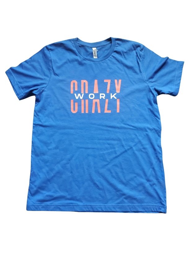 Classic Navy Blue T-Shirt With Orange/White Letters Front