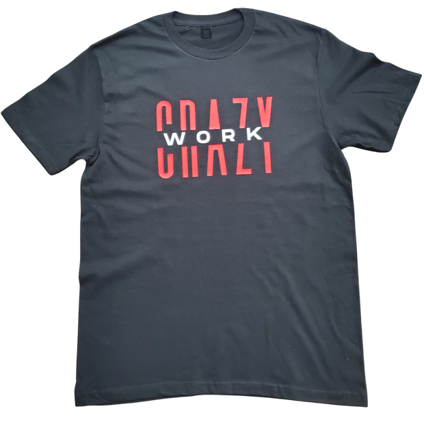 Classic Black T-Shirt With Red/White Letters Front