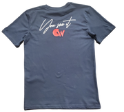 Classic Navy Blue T-Shirt With White/Red Letters Front