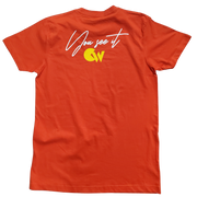 Classic Orange T-Shirt With Yellow/White Letters Front