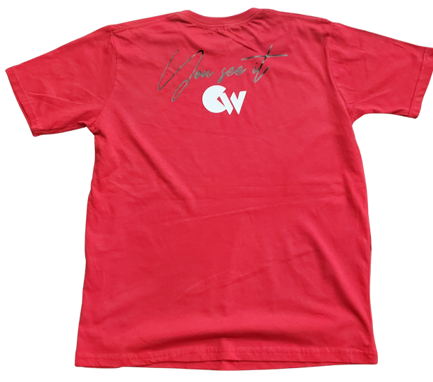 Classic Red T-Shirt With White/Black Letters Front