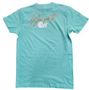 Classic Teal T-Shirt With White/Orange Letters Front