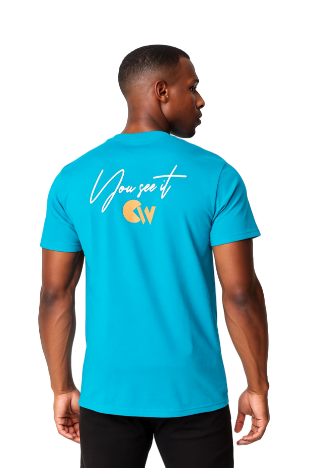 CRAZY WORK Tee – Aqua Blue