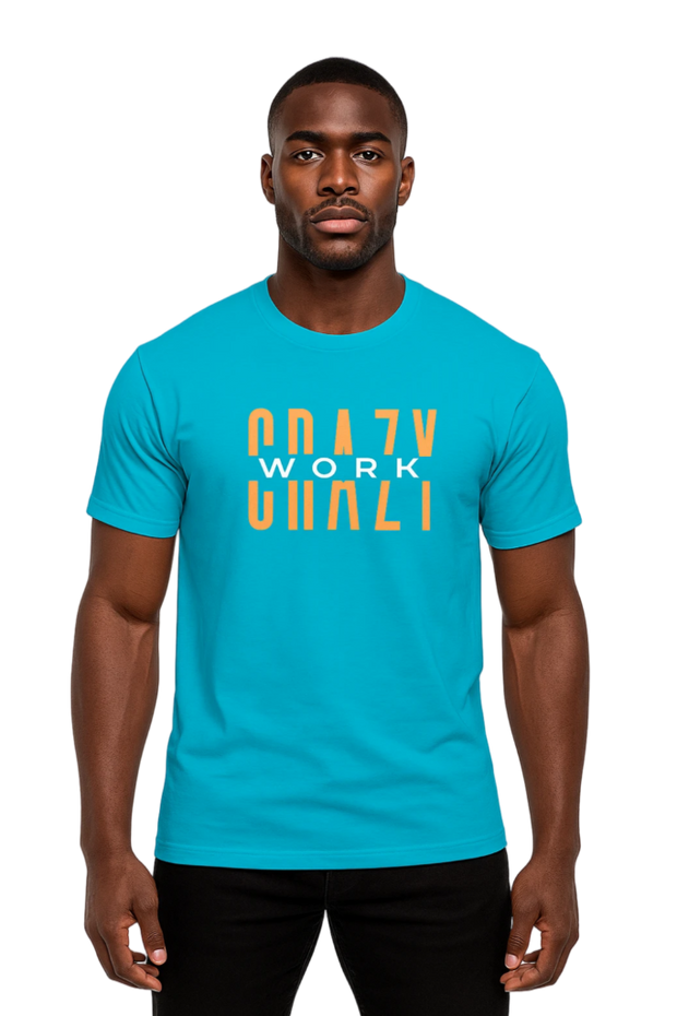CRAZY WORK Tee – Aqua Blue