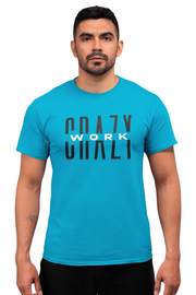 CRAZY WORK Tee – Aqua Blue