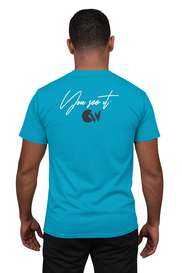 CRAZY WORK Tee – Aqua Blue
