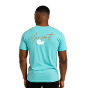 Classic Teal T-Shirt With White/Orange Letters Front